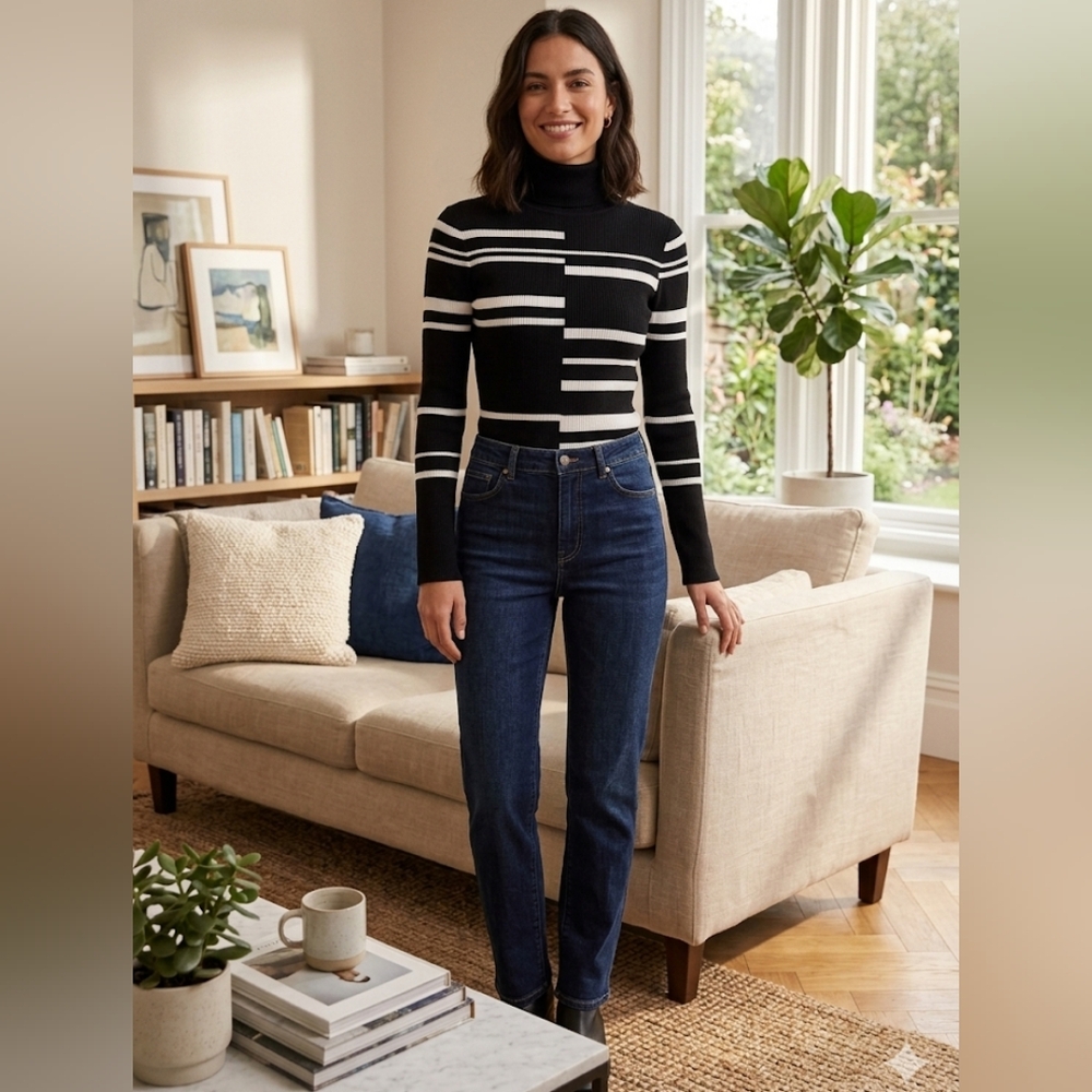 White House Black Market Dark Blue Straight Leg Jeans